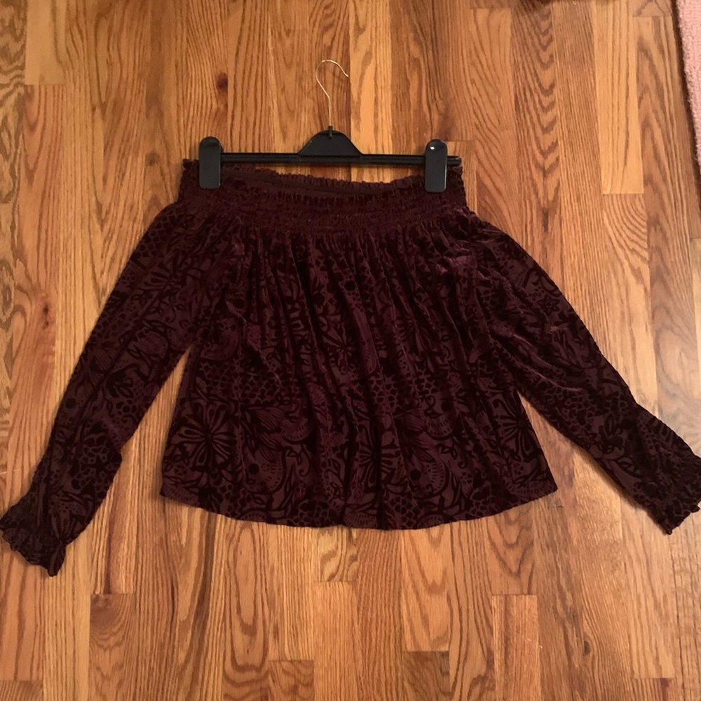 Free People Off the shoulder velvet detailing